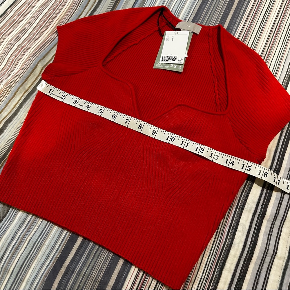 H&M Ribbed Knit Red Cropped Top - Picture 9 of 11